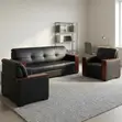 5-Seater Leather Sofa with Wood Armrest - 3