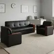 5-Seater Leather Sofa with Wood Armrest - 4