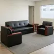5-Seater Leather Sofa with Wood Armrest - 5