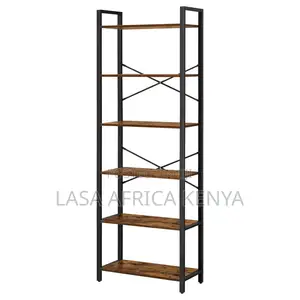 Lazava 6-Tier Bookshelf - Tall Rustic Steel Boo. | LASA