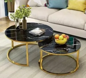 Meza Ndogo za Kahawa za Marble (Muonekano wa Kioo) Nyeupe