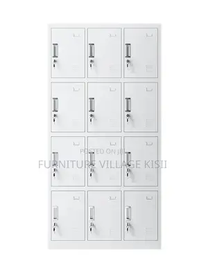 Locker; 12-Door Metallic Storage Cabinet