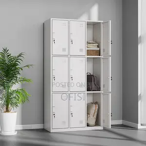 Office Cabinet; Lockable 9-Locker Steel Filing Cabinet