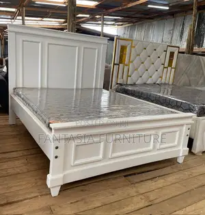 5x6 Classic White Wooden Bed Frame: Pay on Delivery