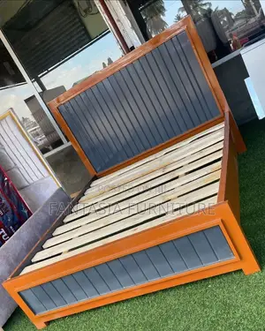 5x6 Two-Tone Wooden Bed Frame: Free Delivery