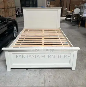 5x6 Sturdy White Wooden Bed Frame