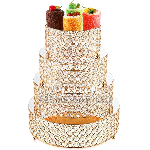 4pcs Iron Top With Crystals Cake Stand Gale - 1