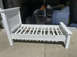 5x6 White Wooden Panel Bed Frame