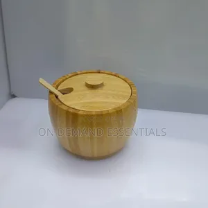 320ml Bamboo Sugar Dish With Bamboo Teaspoon