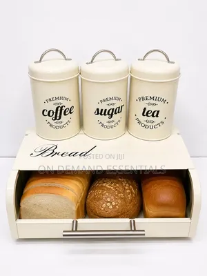 Unique and Elegant Bread Storage Bin With 3pcs Canisters