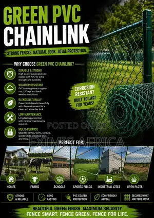 PVC Chainlink Heavy Gauge 5ft x 18m (12.5 Gauge, 80x80mm Mesh)