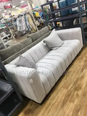 Kiti cha Sofa cha Grey Ribbed cha Sehemu 3