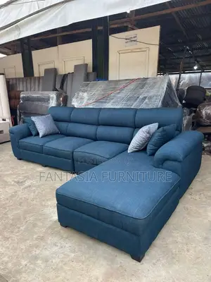 5 Seater Teal Piped L-Shaped Sofa
