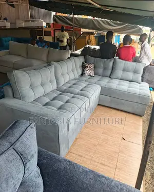 Stylish 5-Seater Grey Tufted L-Shaped Sofa