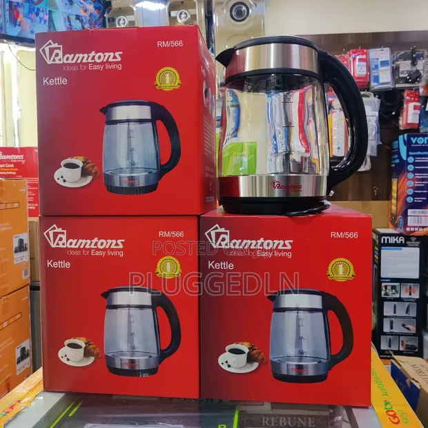 Ramtons 1.7L Kettle ya Kioo Isiyo na Kamba - 1