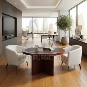 Meza ya Mikutano ya Mviringo ya Mahogany 120cm