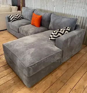 5 Seater Grey L-Shaped Sofa