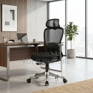 Kiti cha Ofisi cha Ergonomic Swivel Recliner - Kitambaa Nyeusi