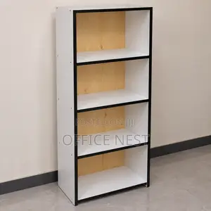 Modern 4-Tier Open Storage Shelving Unit | White/Black/Wood