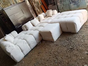 White L-Shape Bubble Sofa with Ottoman - Free Delivery