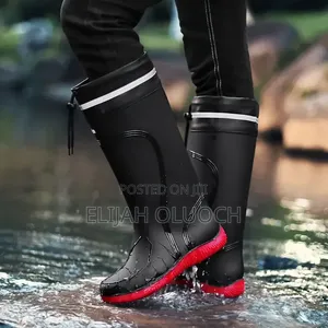 Viatu vya Mvua vya Mtindo vya Long Tube vya Kuzuia Maji na Fleece