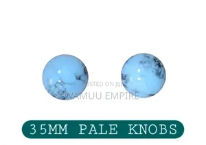 Pale Blue Round Marble-Patterned Decorative Knob