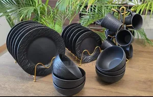 24-Piece High-Quality Black Dinner Set