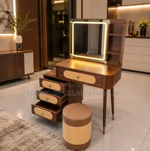 Vintage LED Light Brown Modern Dressing Table