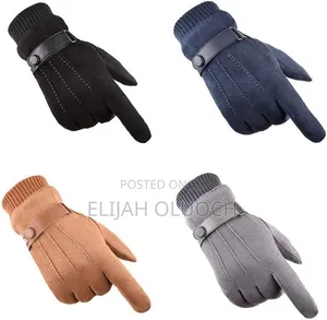 Suede Touch Screen Winter Gloves with Strap Buckle