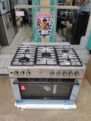 Mika 90cm x 60cm Jiko la Kusimama, 5 vya Gesi, Oven ya Umeme ya Kazi 10