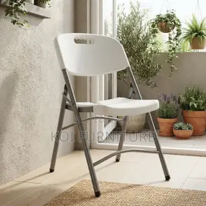 Kiti cha Bustani cha Balcony Kinachokunjwa - Plastiki Nyeupe