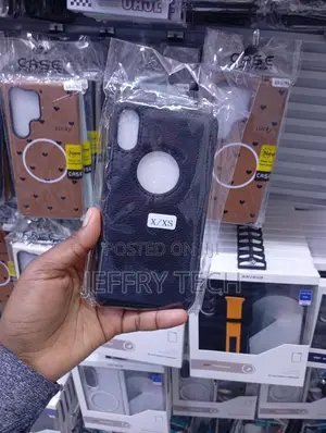 Kifaa cha Mgongo cha Rangi Nyeusi cha PU Leather kwa iPhone X/XS chenye Dirisha la Logo