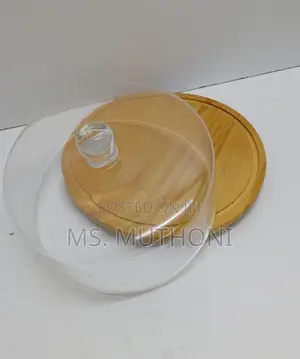 Kifuniko cha Keki cha Kioo cha 28cm na Bambaa Lid/Base