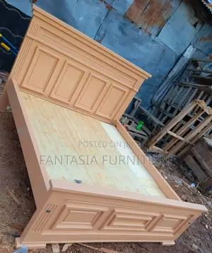 5x6 Peach Wooden Panel Bed Frame