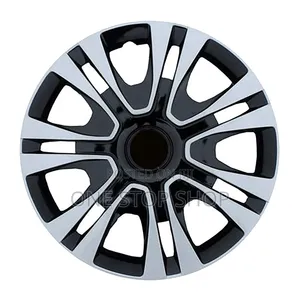 15" Silver Black Wheel Caps - Zinastahimili Athari na Hali ya Hewa