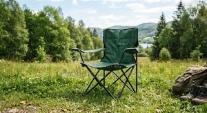 Portable Foldable Camping Chair with Armrests & Pockets