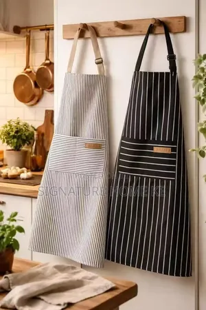 Aprons za Jikoni Zenye Michirizi - Kahawia na Nyeusi