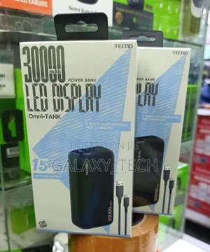 Tecno 30000mAh Omni-Tank Power Bank - 15W Fast Charge, LED Display