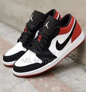 Air Jordan 1 Low Nyekundu/Nyeusi/Nyeupe
