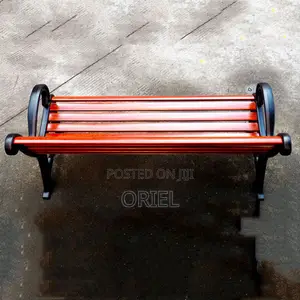 Modern Outdoor Bench - Brown Metal Frame