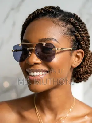 Miwani ya Versace ya Aviator Isiyo na Rimu na Dhahabu