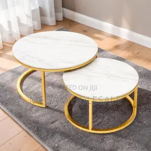 2-in-1 Marble Top Gold Stand Nesting Coffee Table