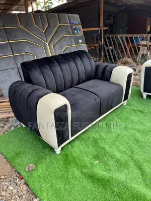 Elegant Black & Cream 2-Seater Sofa