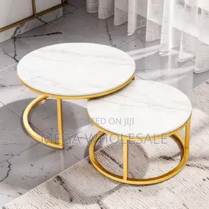 2-in-1 Marble Top Gold Stand Nesting Coffee Table