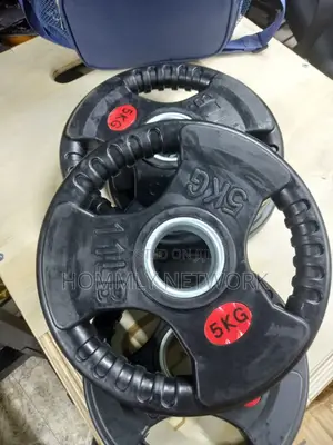 5kg Olympic Rubber Coated Tri-Grip Weight Plates Pair
