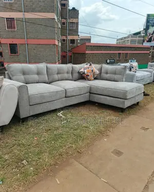 5 Seater Grey L-Shaped Sofa