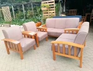 7-Seater Wooden Armrest Sofa Set