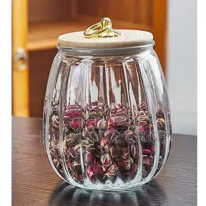 Ribbed Glass Storage Jar 600ml