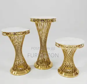 Jedwali la Cocktail la Kifahari la Dhahabu la Hourglass