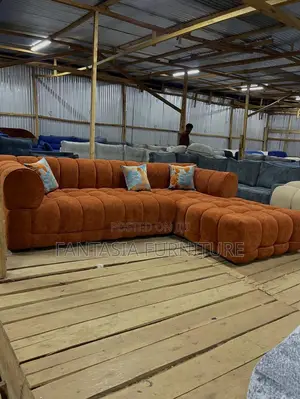 5 Seater Terracotta Bubble L-Shape Sofa